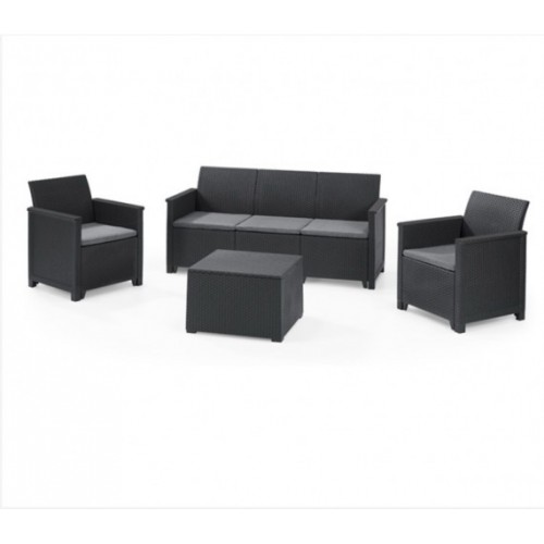 Allibert Tahiti 3 Seater Sofa Set Graphite