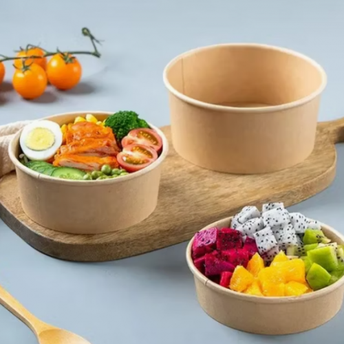 Kraft Salad Bowls 1x25pcs 1200Ml Disposables (NO LIDS/ LIDS SEPERATE)