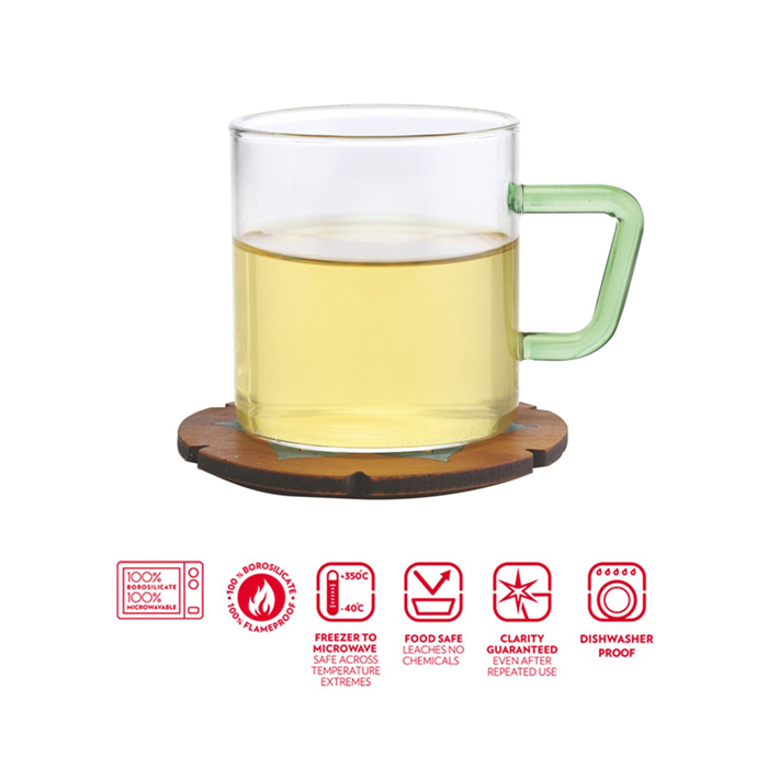 Borosil Color Mug Green 6Pcs Set 190Ml Crockery Hotel