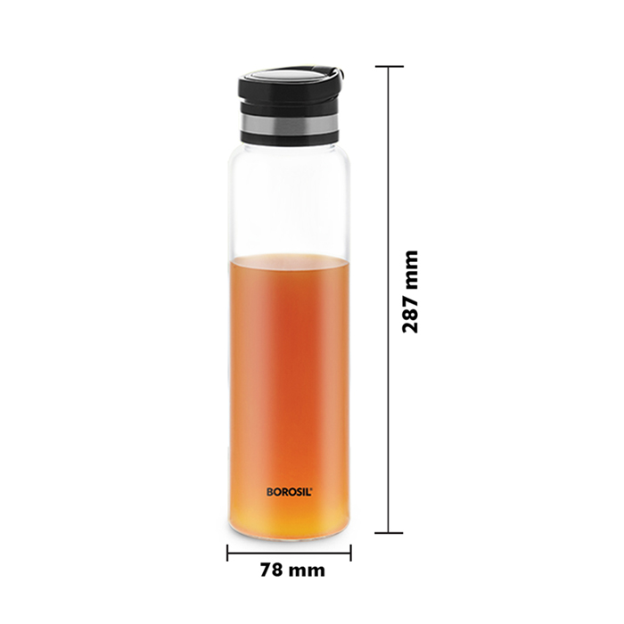 Borosil Easygo Glass Bottle Stainless Steel 1L