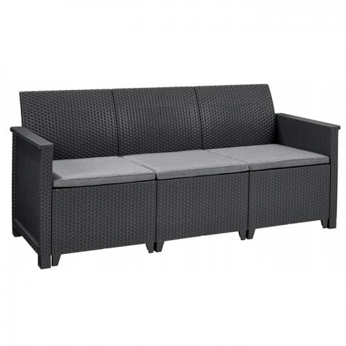 Keter Emma 3 Seater Lounge Set Storage Table Outdoor Furniture