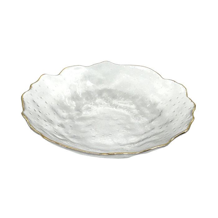 Glass Bowl Heart Hammered Gold Rim 12Cm Crockery Home Decor