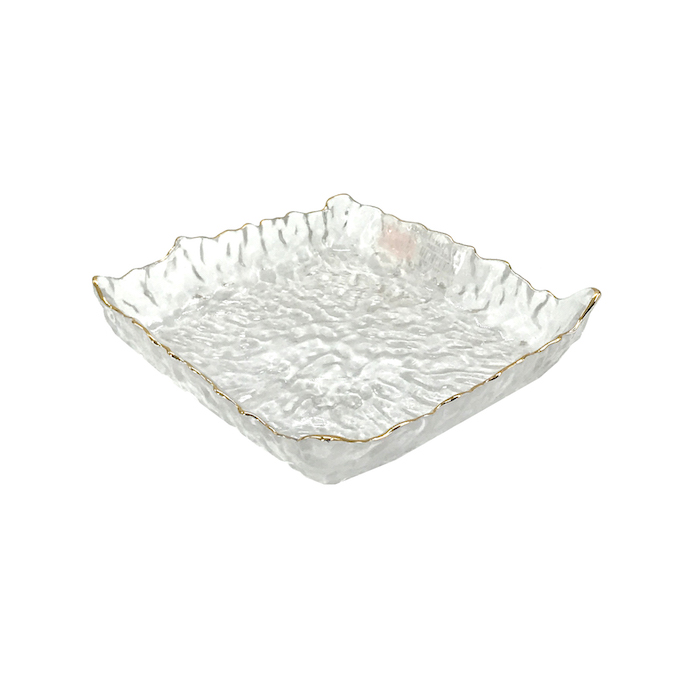 Glass Tray Hamerred Square Clear 15.7Cm Ashtray Crockery Home Decor Hotel
