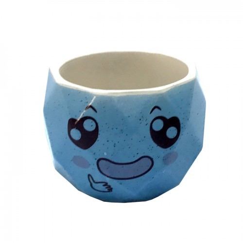 Ceramic Small Planter Face Blue 7.3cm