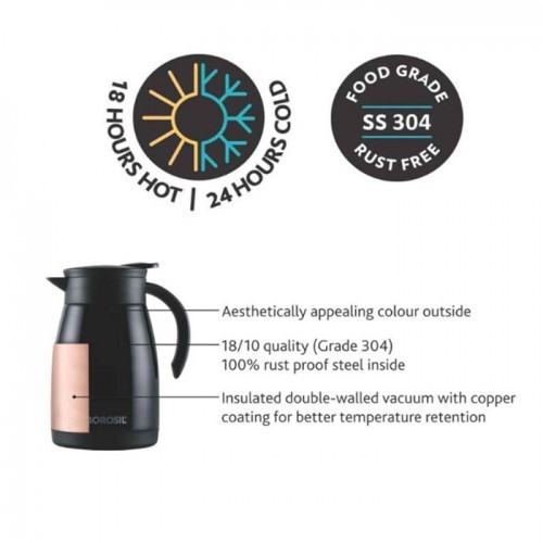 Borosil Vacuum Stainless Steel Teapot 1L