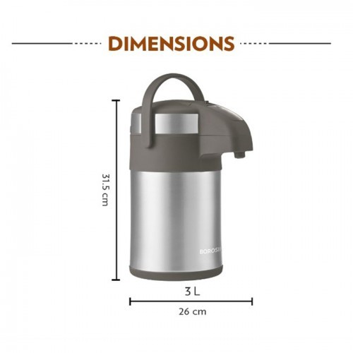 Borosil Vacuum Stainless Steel Teapot 3L Kitchen Hotel