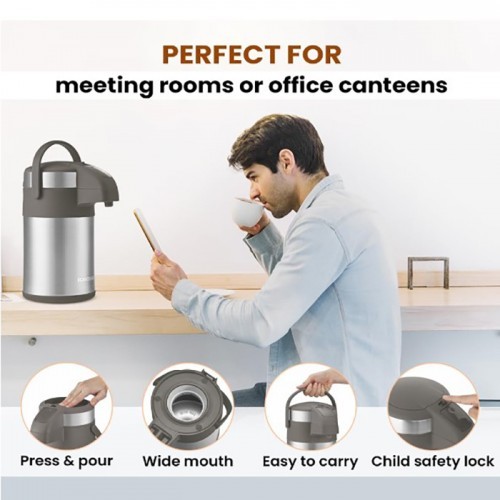 Borosil Vacuum Stainless Steel Teapot 3L Kitchen Hotel