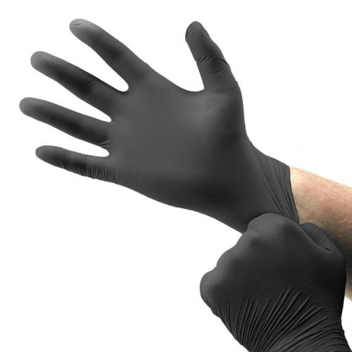 Vinyl Gloves Black Powder-free Large 1x100